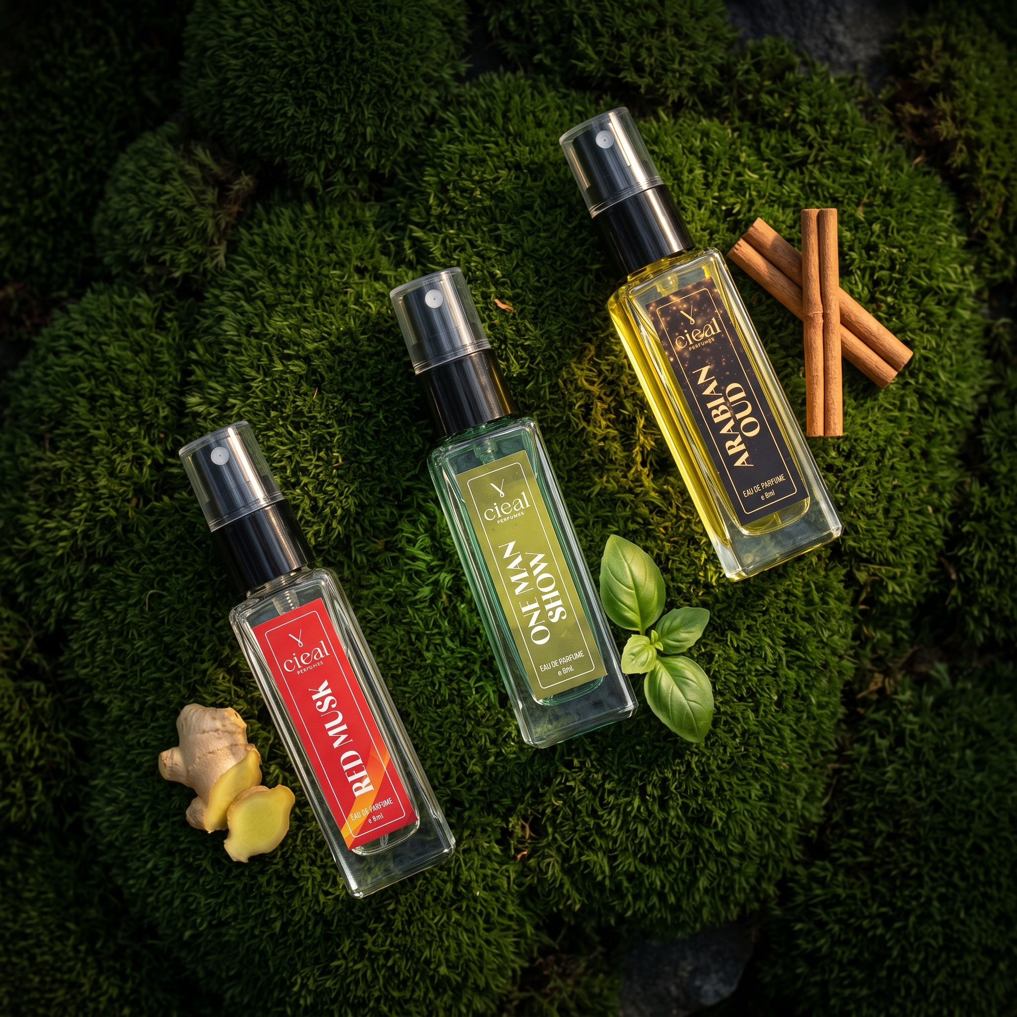 CIEAL Perfume Spray Gift Set of 3 – Arabian Oud, Red Musk & One Man Show – 8ml Each