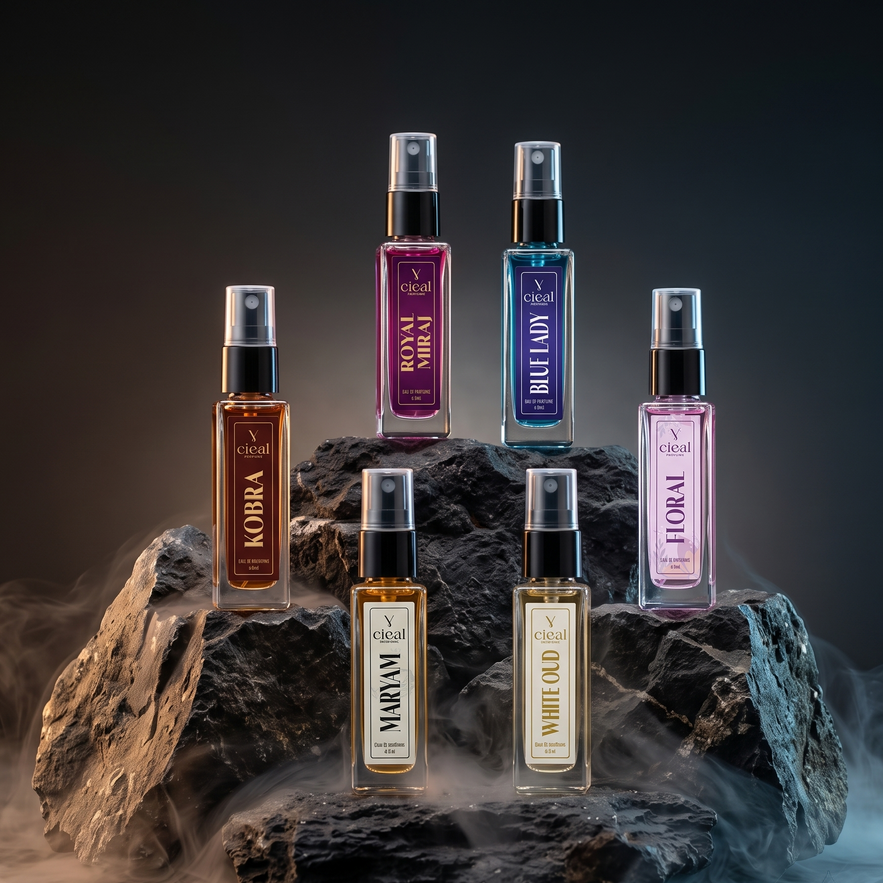 CIEAL Perfume Spray Gift Set of 6 – Kobra, Royal Miraj, Floral, Maryam, Blue Lady & White Oud – 8ml Each