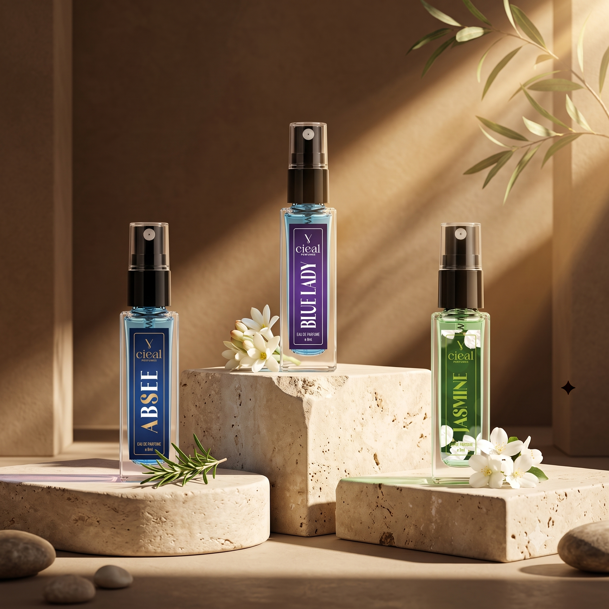 CIEAL Perfume Spray Gift Set of 3 – Jasmine, Blue Lady & Absee – 8ml Each