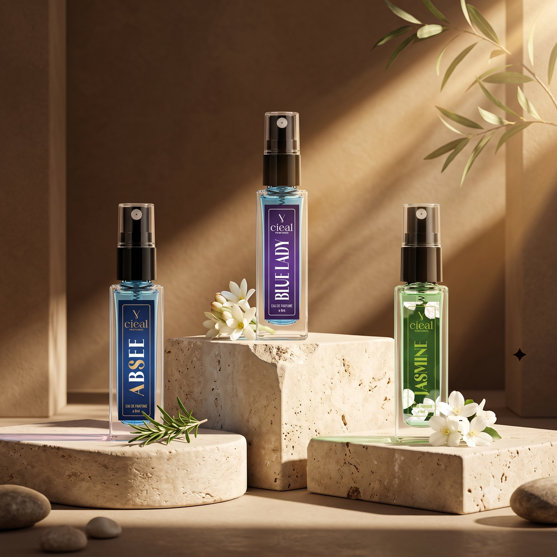 CIEAL Perfume Spray Gift Set of 3 – Jasmine, Blue Lady & Absee – 8ml Each