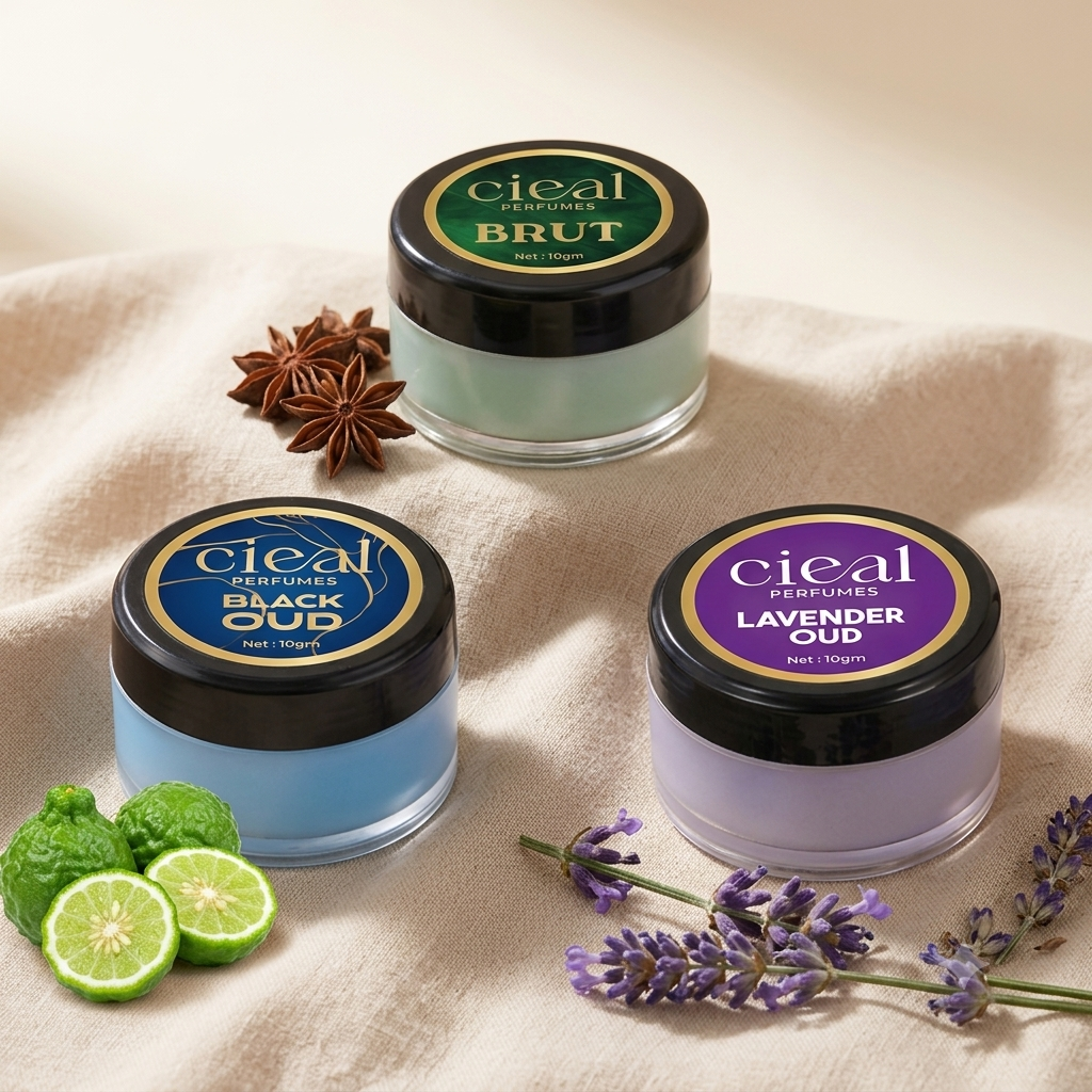 CIEAL Solid Perfume Set of 3 – Lavender Oud, Polo Blue & Brut | 10g Each