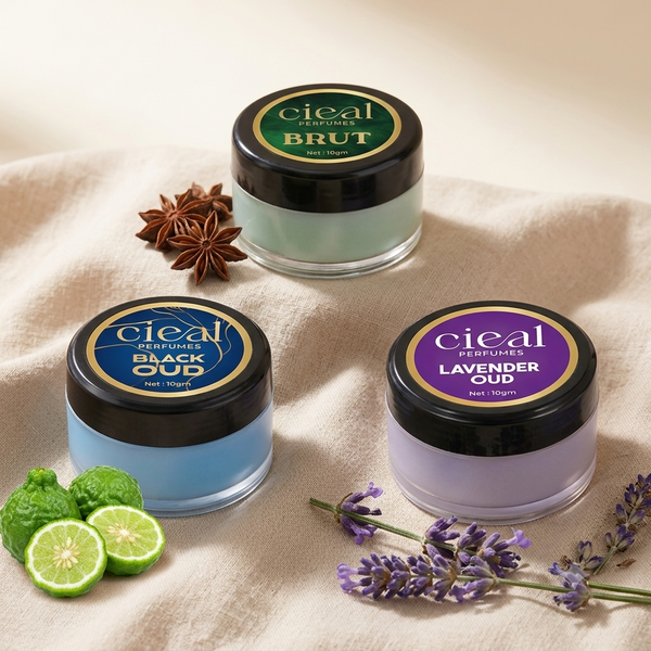 CIEAL Solid Perfume Set of 3 – Lavender Oud, Polo Blue & Brut | 10g Each