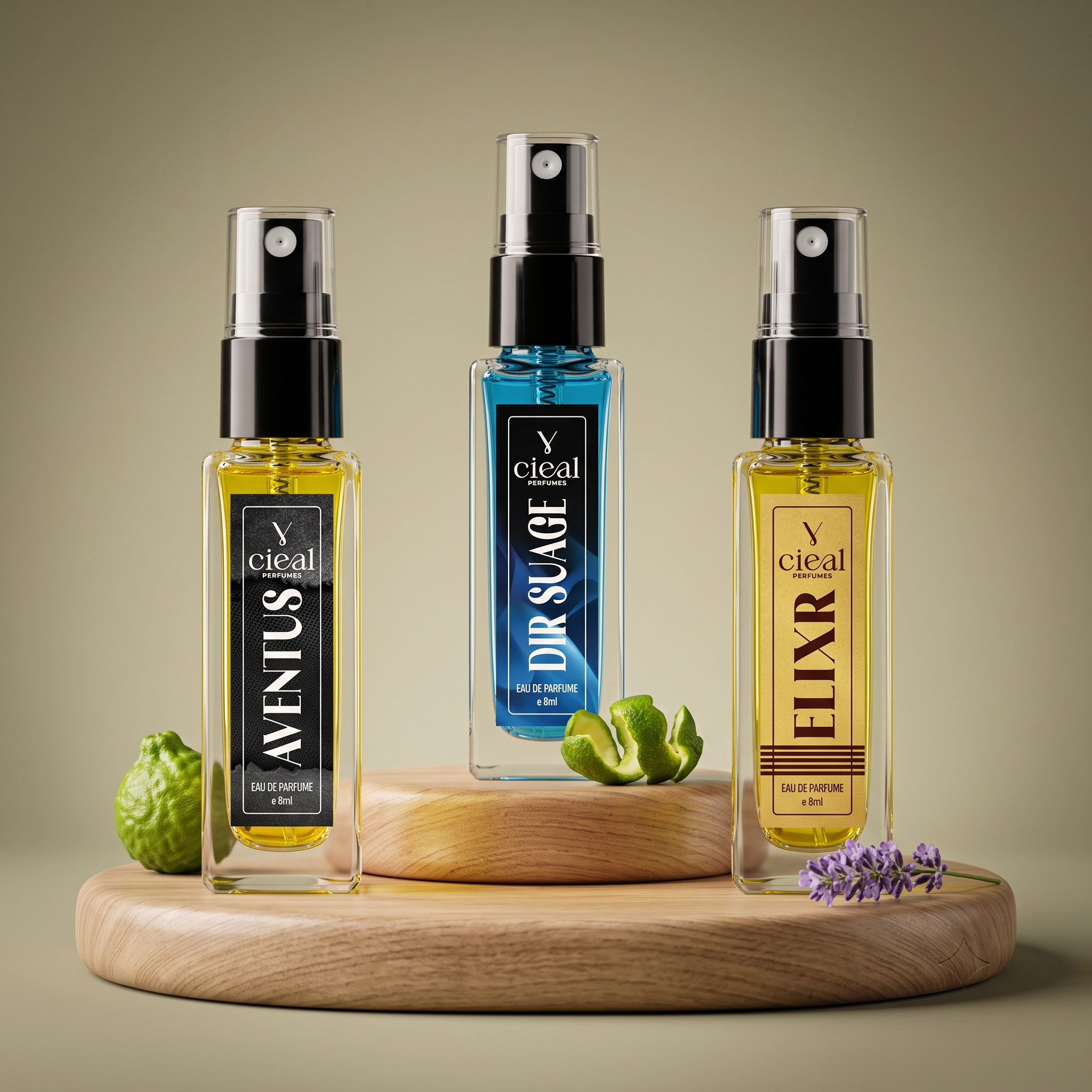 CIEAL Perfume Spray Gift Set of 3 – ELIXIR, AVENTUS & DIR SUAGE – 8 ml each
