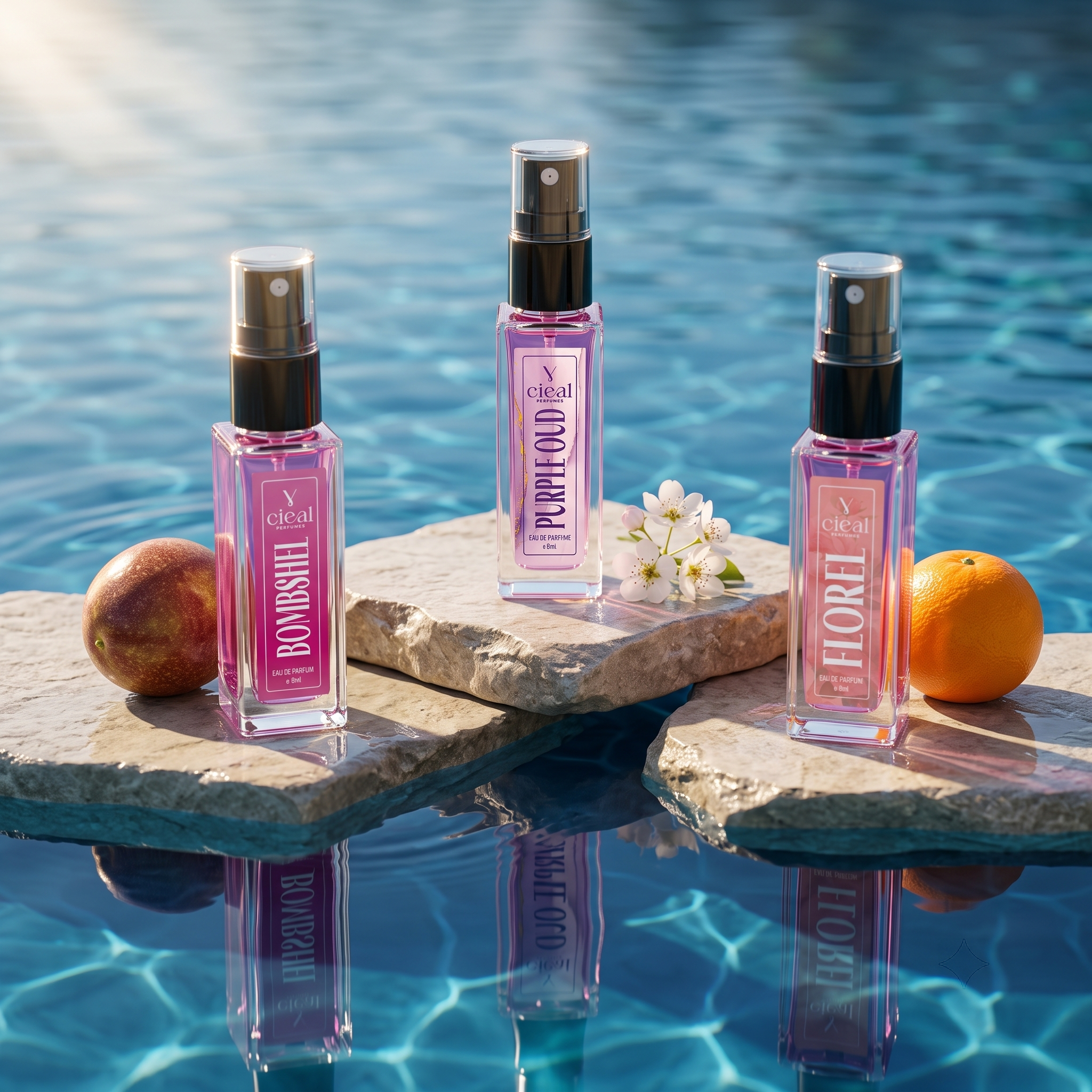 CIEAL Perfume Spray Gift Set of 3 – PURPLE OUD, FLOREL & BOMBSHEL – 8ml Each
