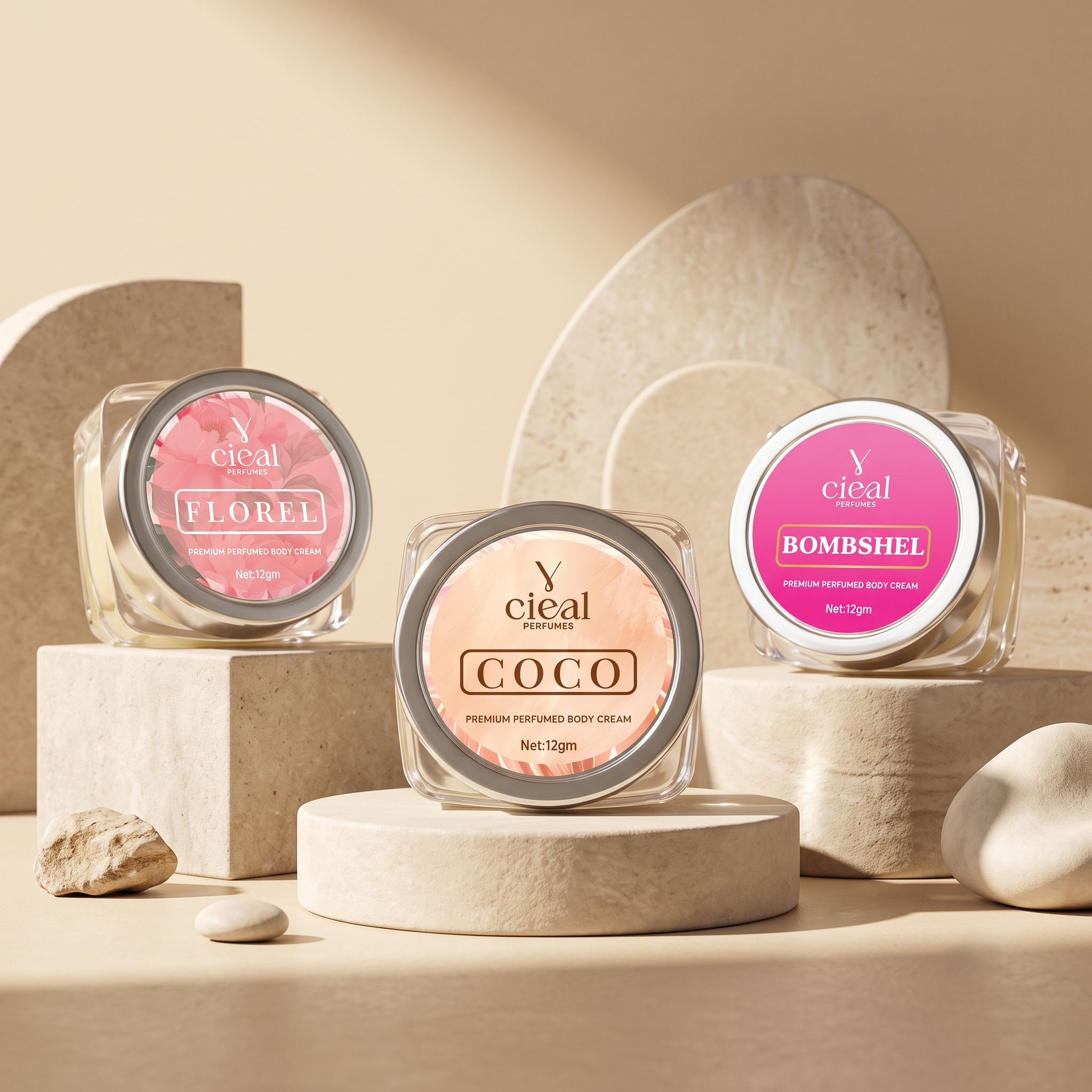 CIEAL PREMIUM SOLID PERFUME SET OF 3 – COCO | FLOREL | BOMBSHEL (WOMEN)