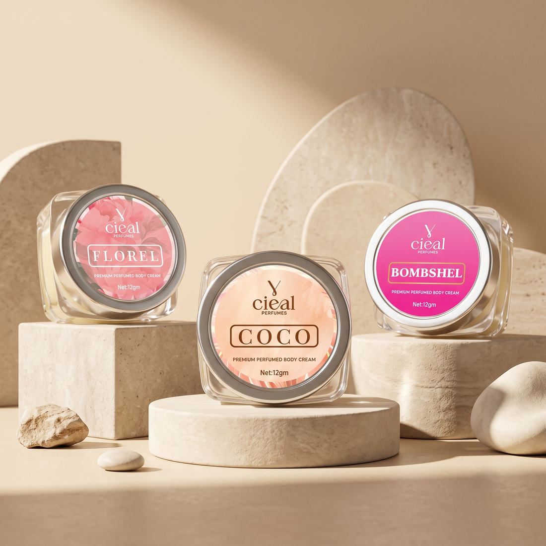 CIEAL PREMIUM SOLID PERFUME SET OF 3 – COCO | FLOREL | BOMBSHEL (WOMEN)