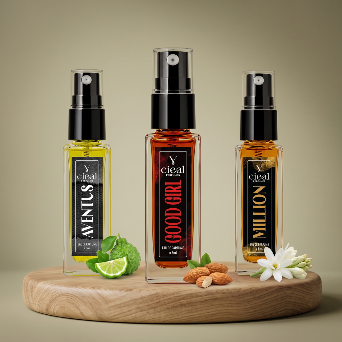 CIEAL Perfume Spray Gift Set of 3 – MILLION, AVENTUS & GOOD GIRL – 8ml Each