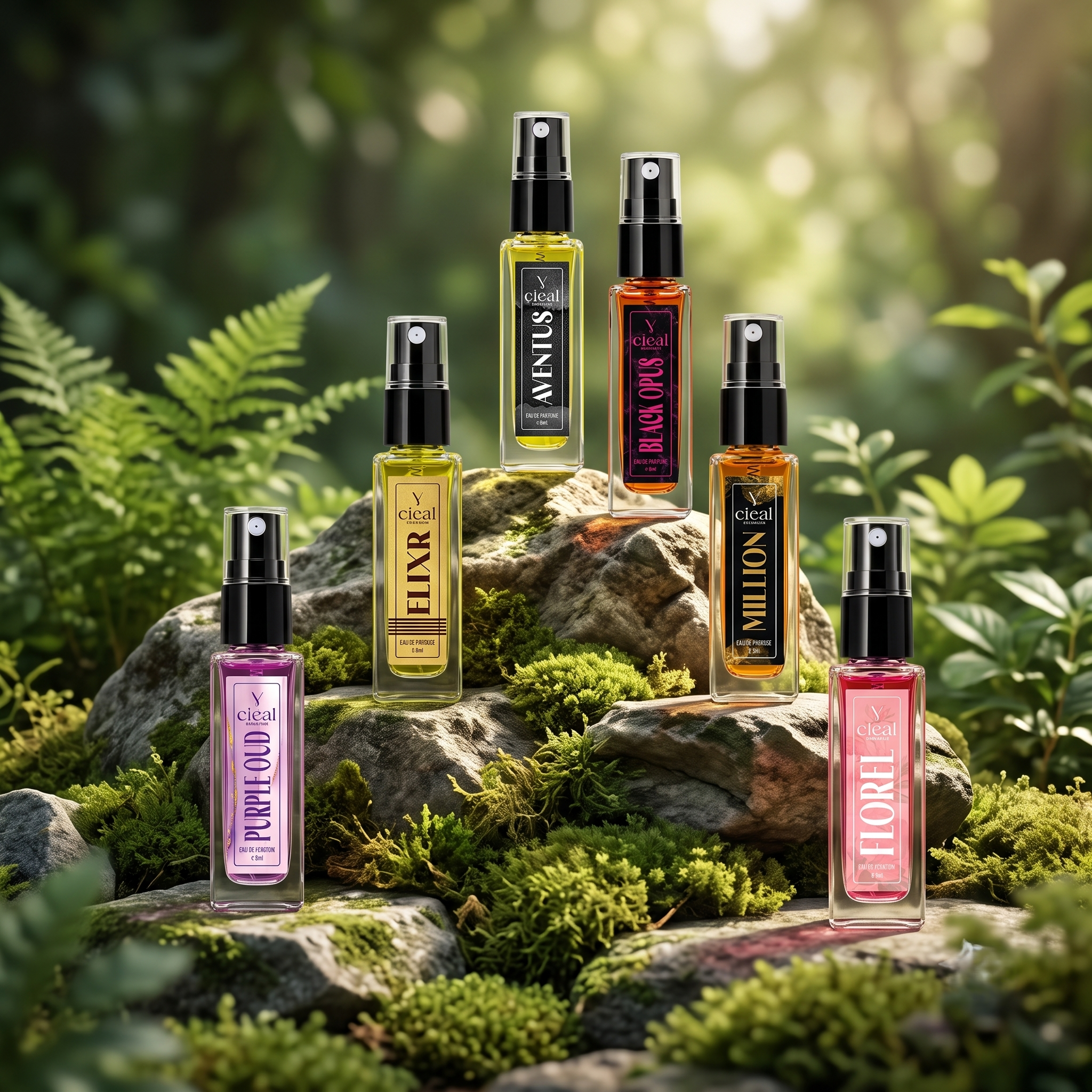 CIEAL Perfume Spray Gift Set of 6 – ELIXIR, BLACK OPUS, AVENTUS, PURPLE OUD, MILLION & FLOREL – 8 ml each