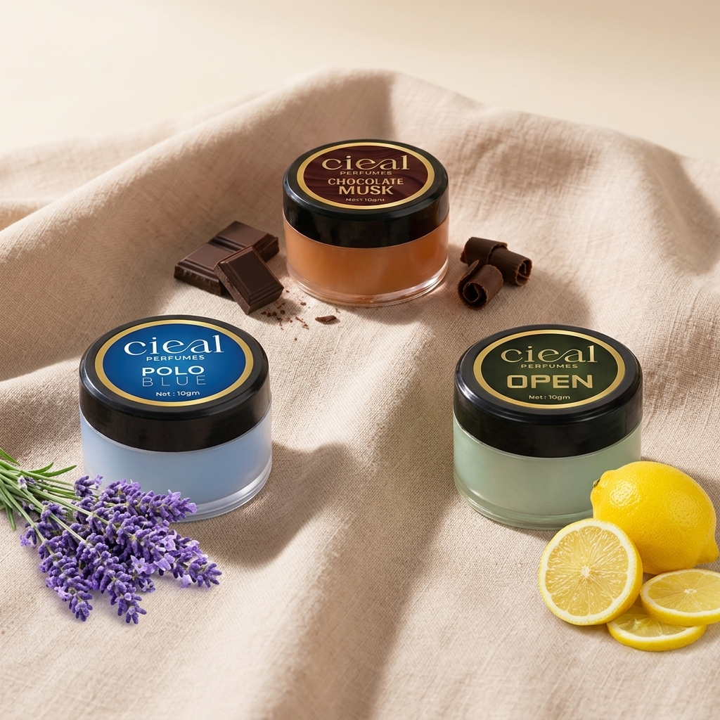CIEAL Solid Perfume Set of 3 – Chocolate Musk, Open & Polo Blue | 10g Each