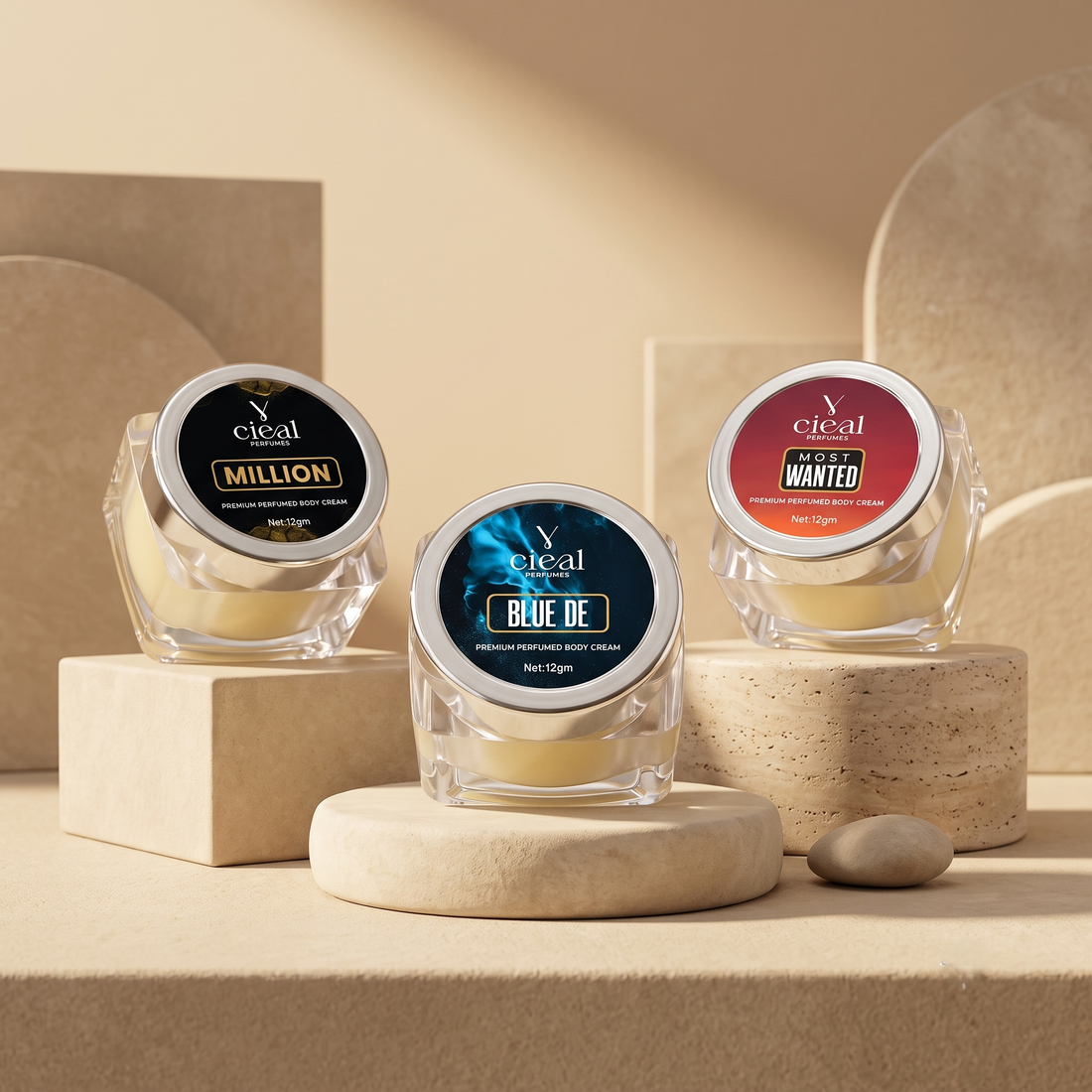 CIEAL PREMIUM SOLID PERFUME SET OF 3 – INSPIRED BY BLUE DE | MOST WANTED | MILLION (MEN)