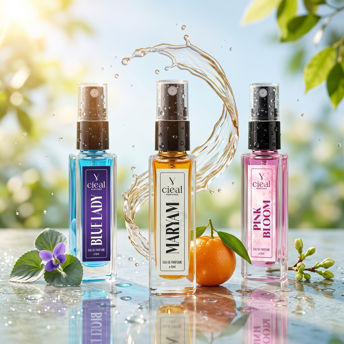 CIEAL Perfume Spray Gift Set of 3 – Pink Bloom, Maryam &amp; Blue Lady – 8ml Each