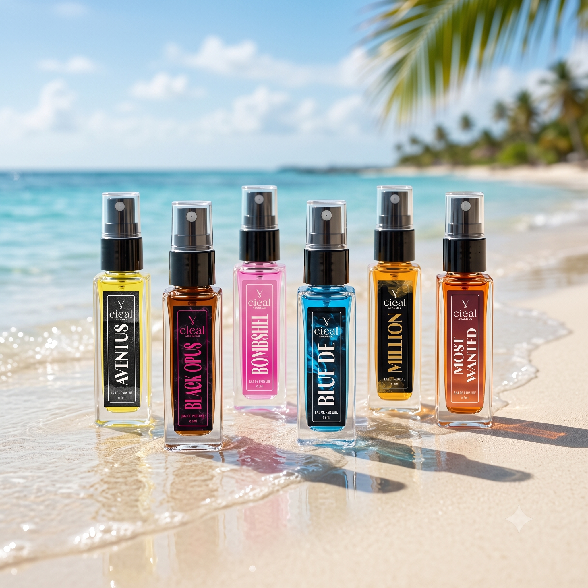 CIEAL Perfume Spray Gift Set of 6 – AVENTUS, MILLION, BLACK OPUS, BOMBSHEL, MOST WANTED & DIR SUAGE – 8 ml each