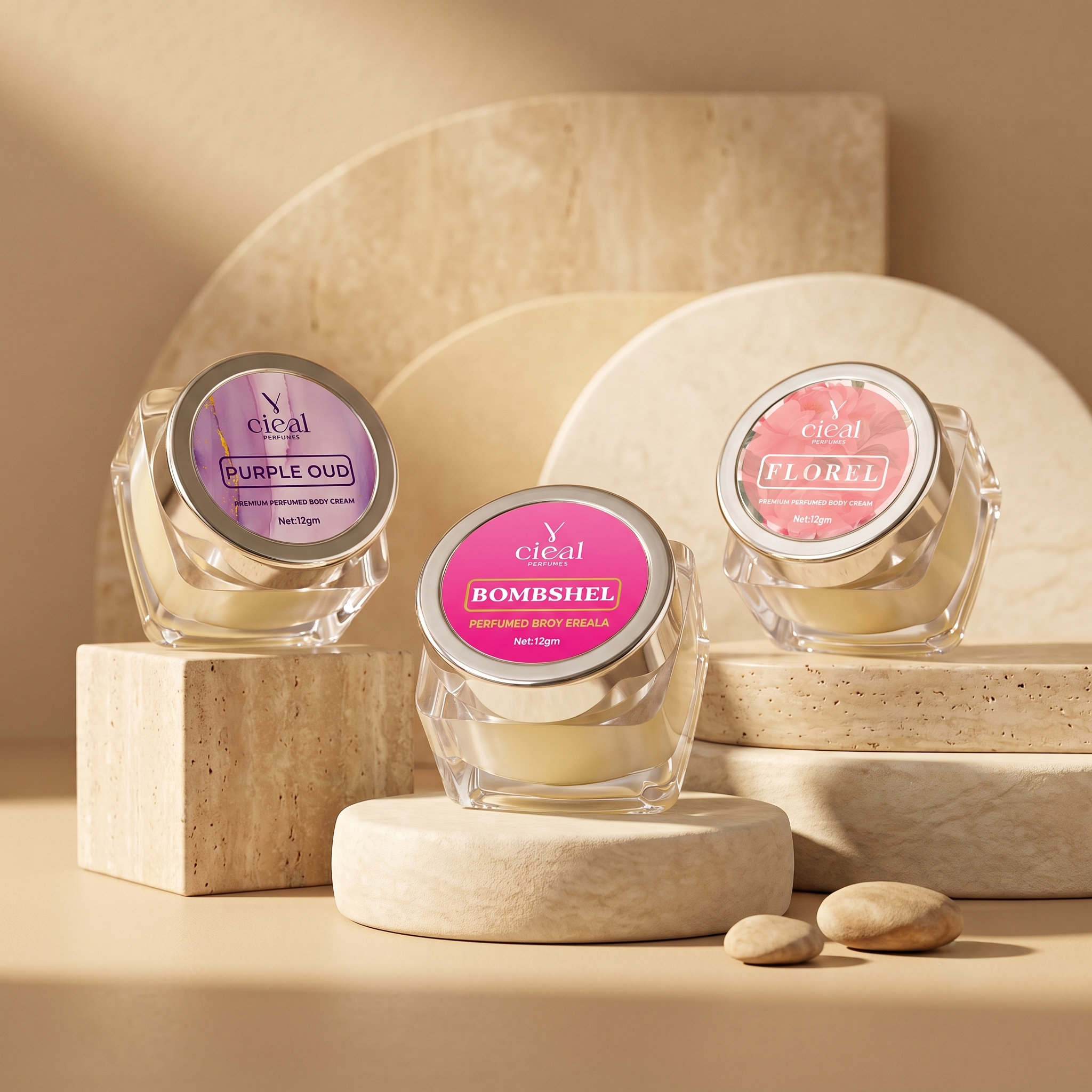 CIEAL PREMIUM SOLID PERFUME SET OF 3 – PURPLE OUD | FLOREL | BOMBSHEL (WOMEN)