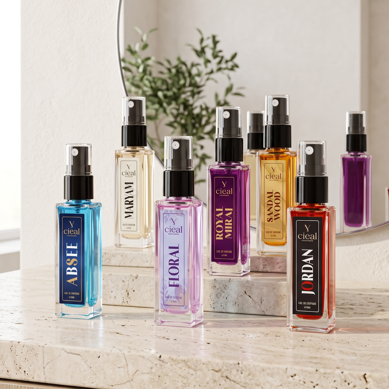 CIEAL Perfume Spray Gift Set of 6 – Sandalwood, Jordan, Maryam, Floral, Royal Miraj & Absee – 8ml Each