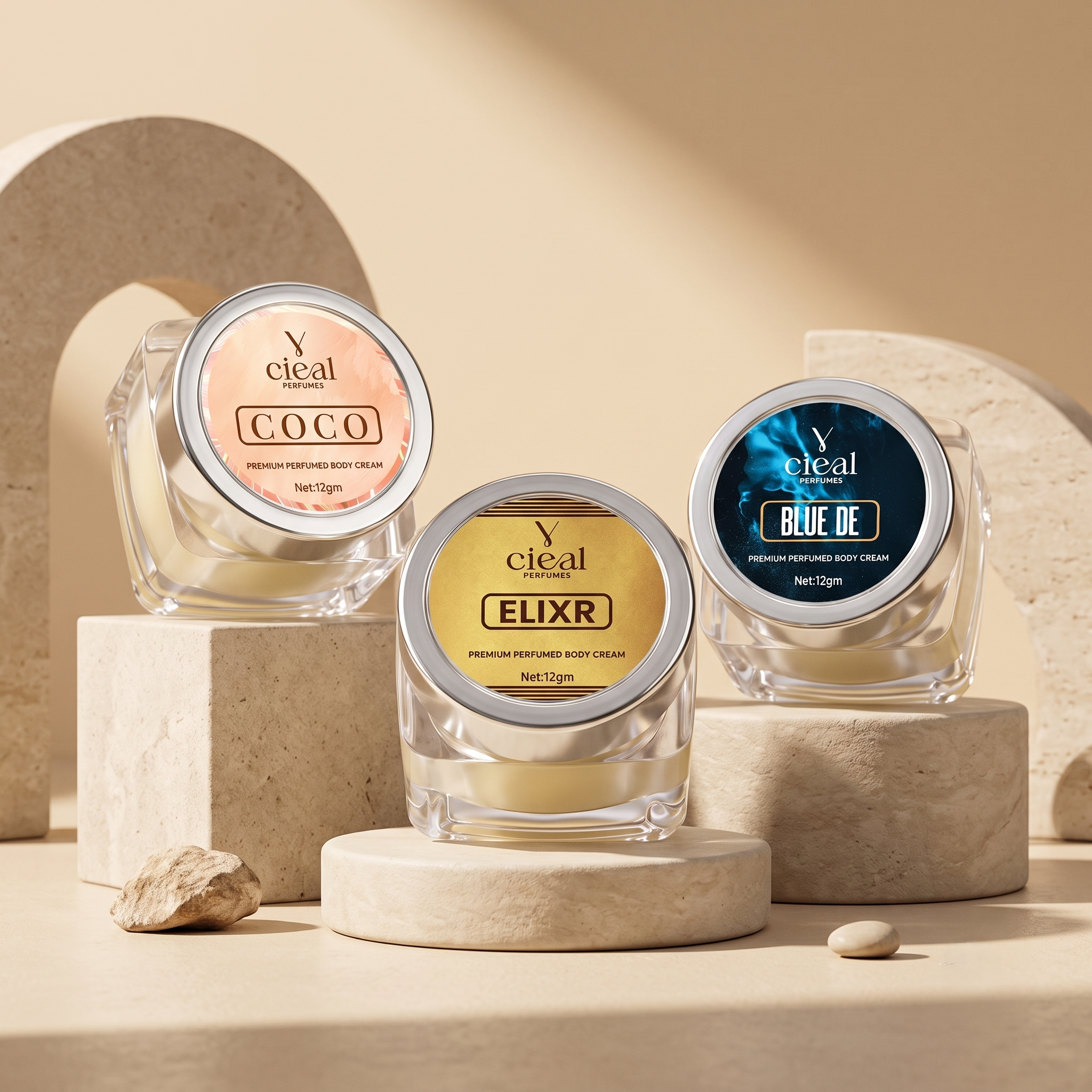 CIEAL PREMIUM SOLID PERFUME SET OF 3 – COCO | ELIXIR | BLUE DE (UNISEX)