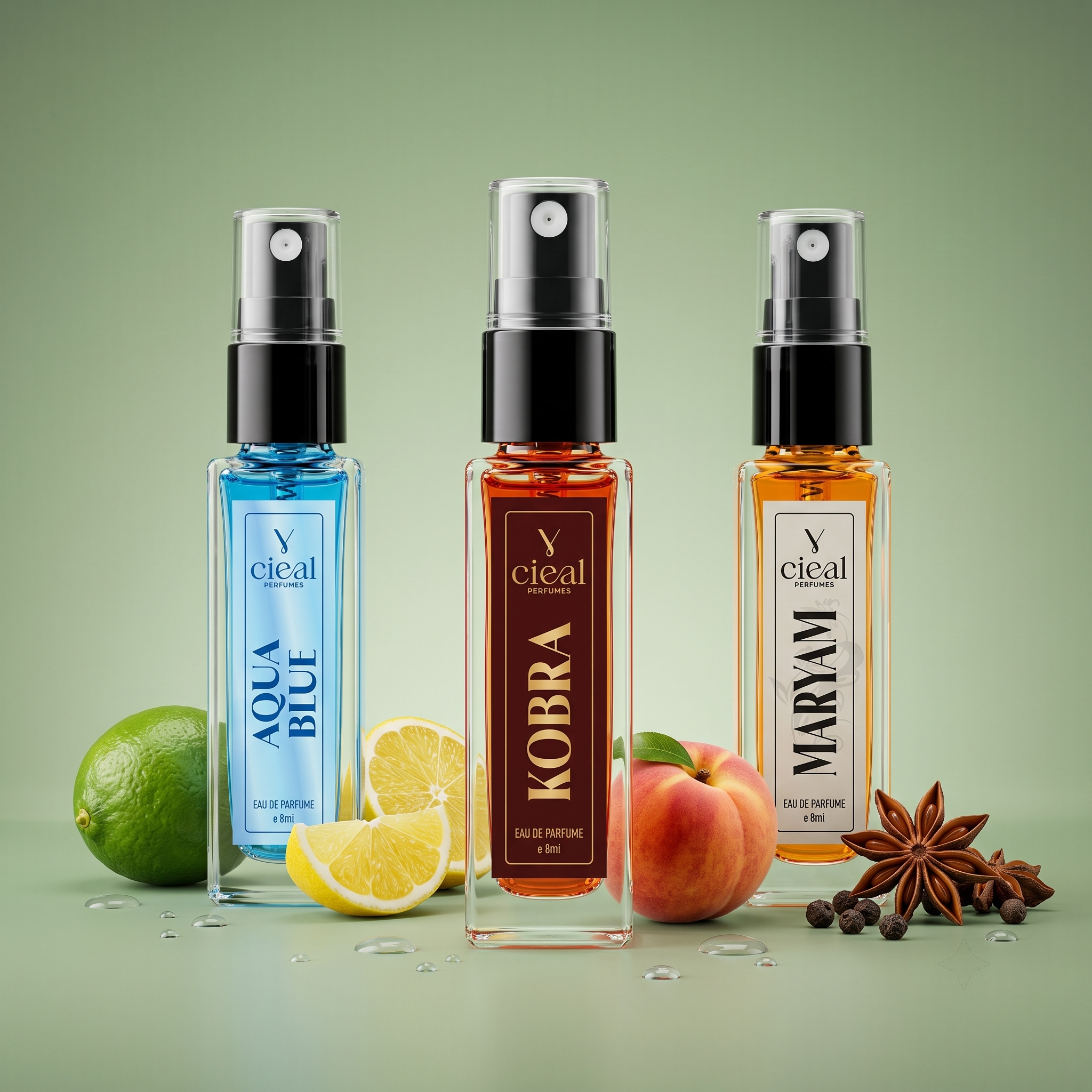 CIEAL Perfume Spray Gift Set of 3 – Aqua Blue, Maryam & Kobra – 8ml Each
