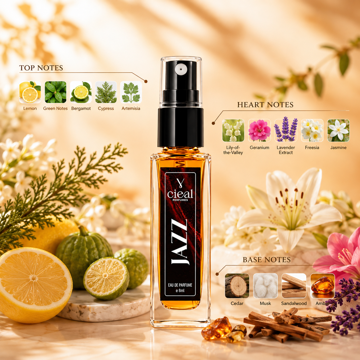 CIEAL Perfume Spray Gift Set of 3 – Eternal Love, Lavender Oud &Jazz – 8ml Each