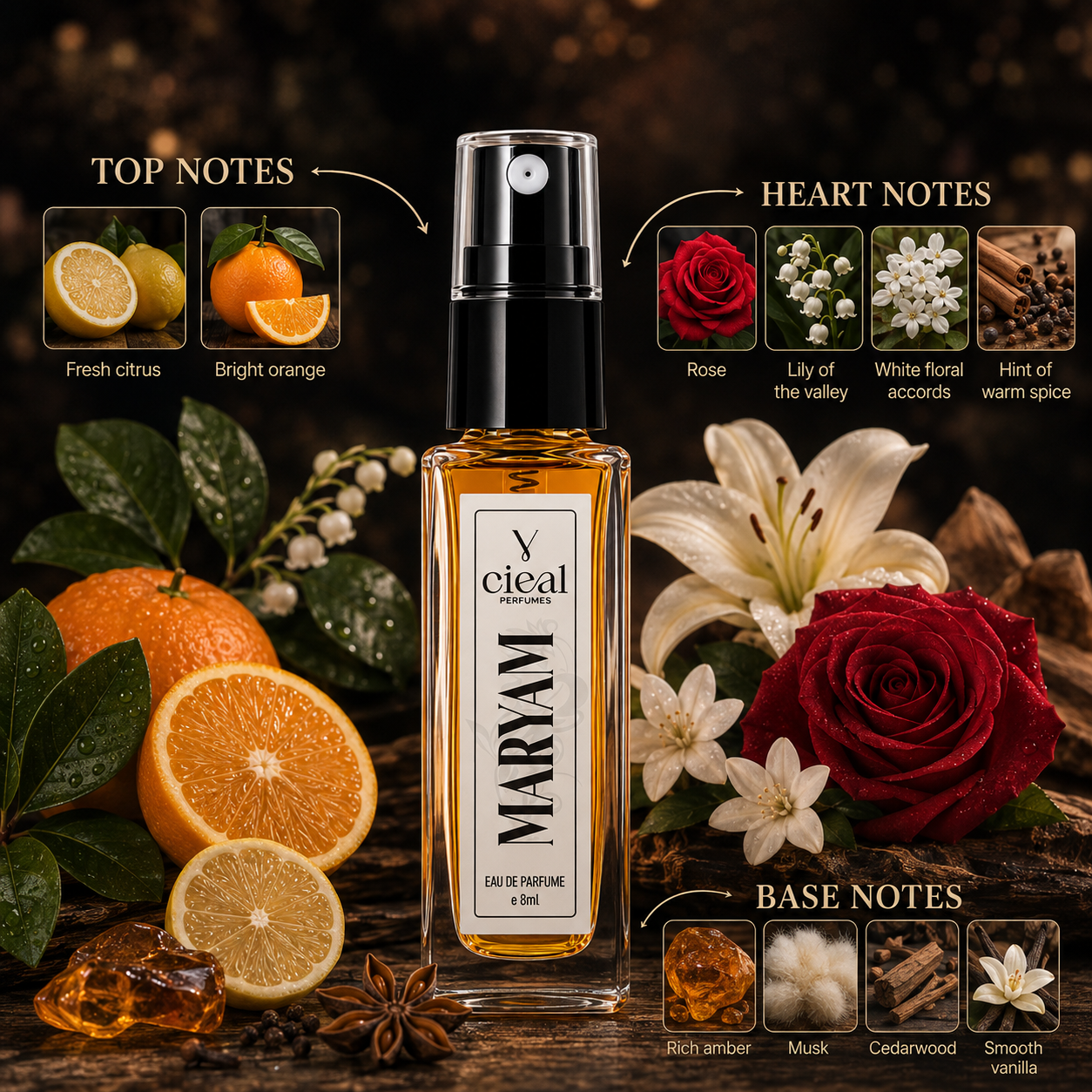 CIEAL Perfume Spray Gift Set of 3 – Jordan, Floral & Maryam – 8ml Each