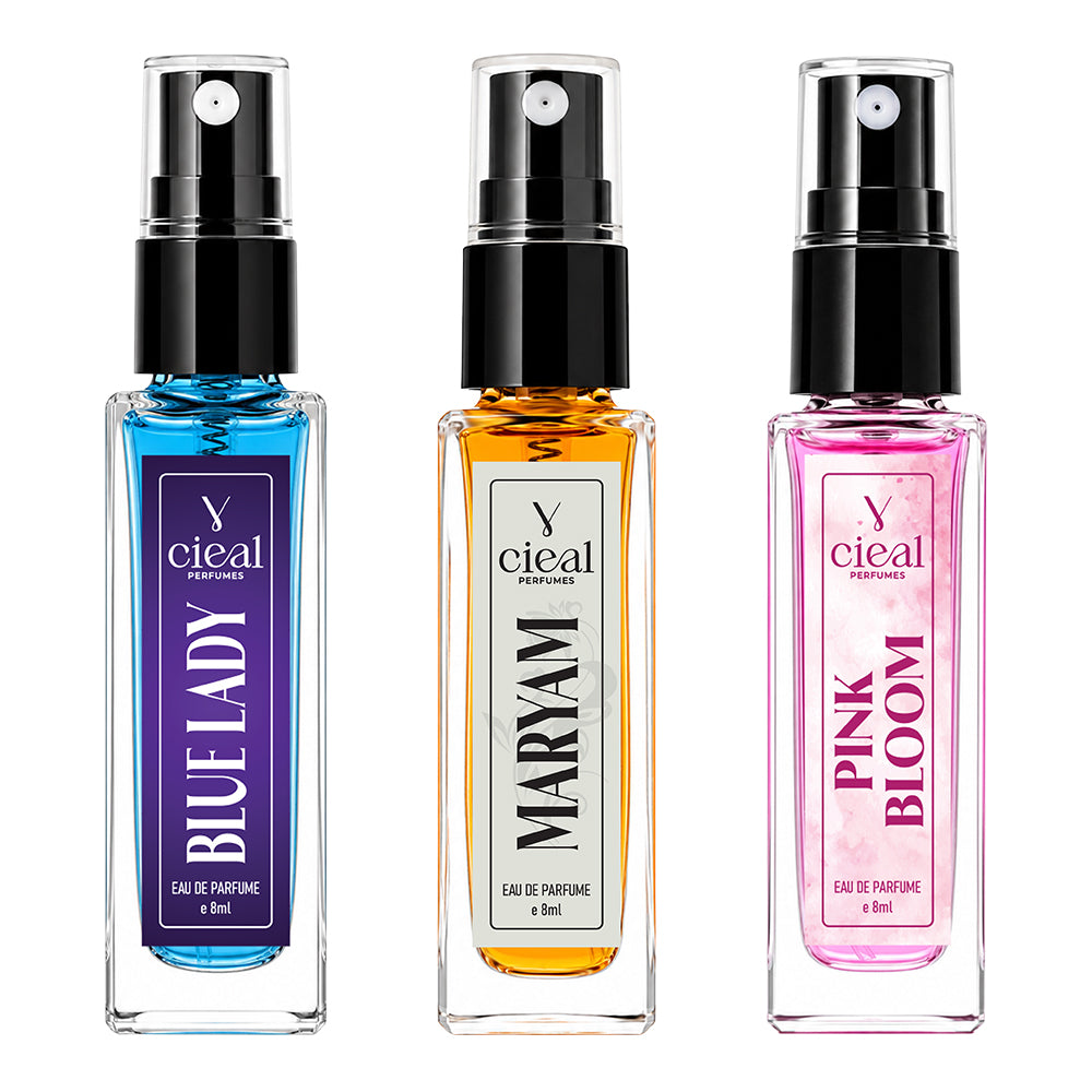 CIEAL Perfume Spray Gift Set of 3 – Pink Bloom, Maryam &amp; Blue Lady – 8ml Each