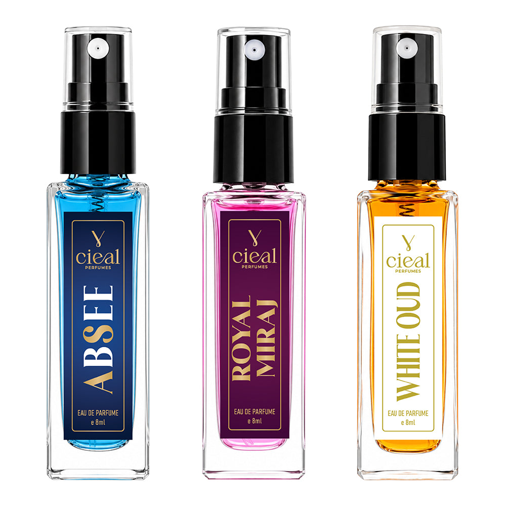 CIEAL Perfume Spray Gift Set of 3 – Royal Miraj, White Oud &amp; Absee – 8ml Each