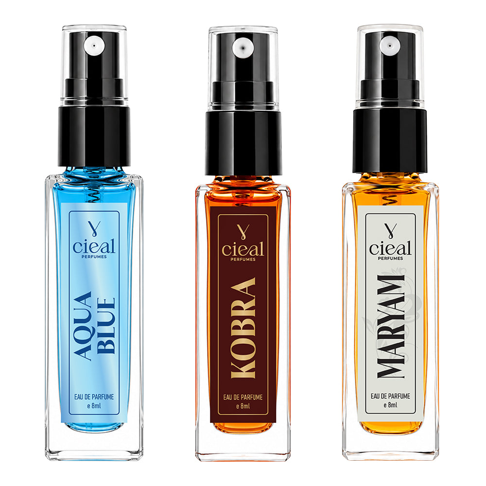 CIEAL Perfume Spray Gift Set of 3 – Aqua Blue, Maryam & Kobra – 8ml Each