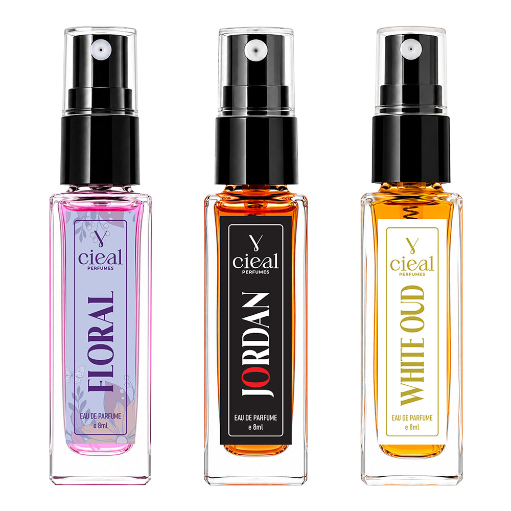 CIEAL Perfume Spray Gift Set of 3 – Floral, Jordan &amp; White Oud – 8ml Each