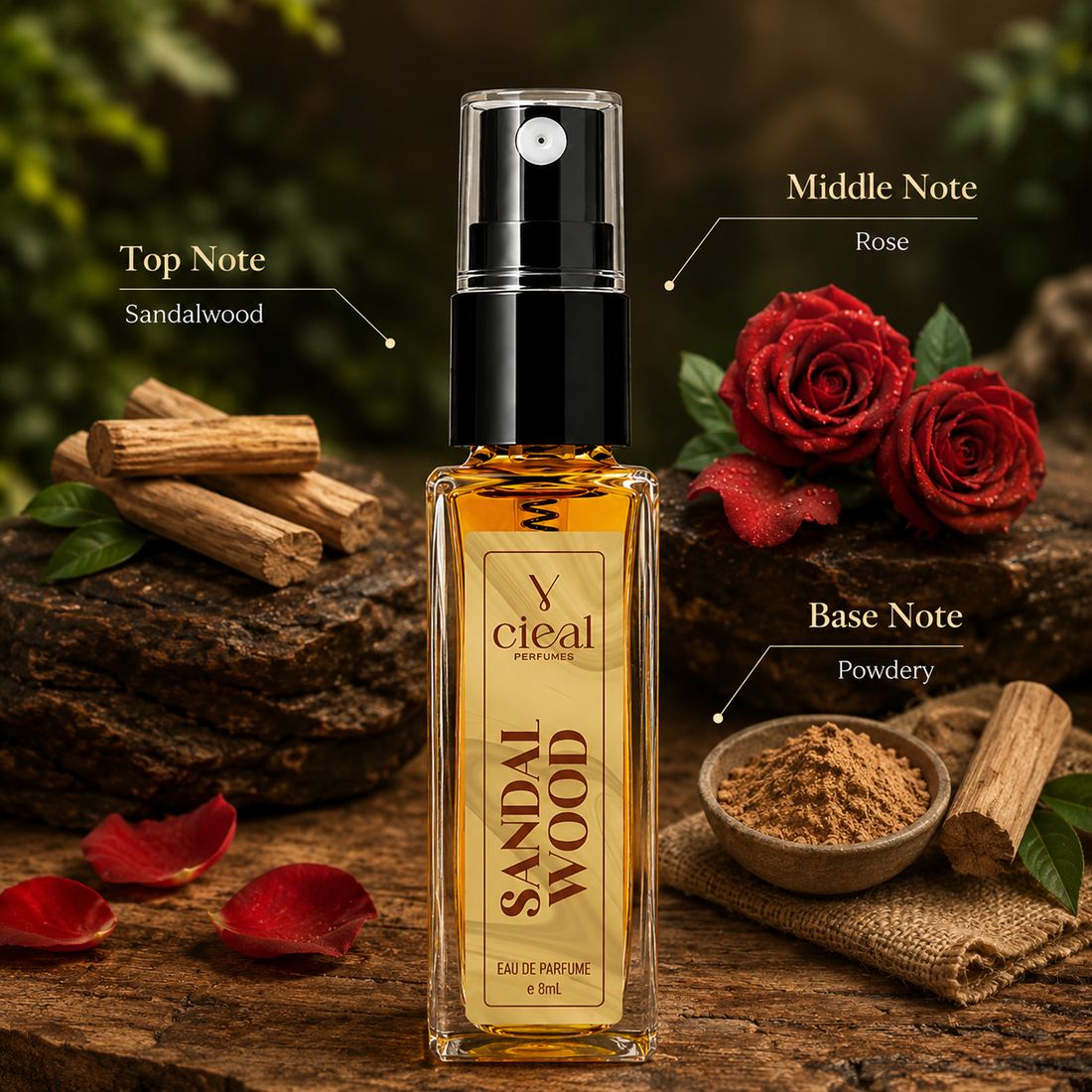 CIEAL Perfume Spray Gift Set of 3 – Jasmine, Kobra &amp; Sandalwood – 8ml Each
