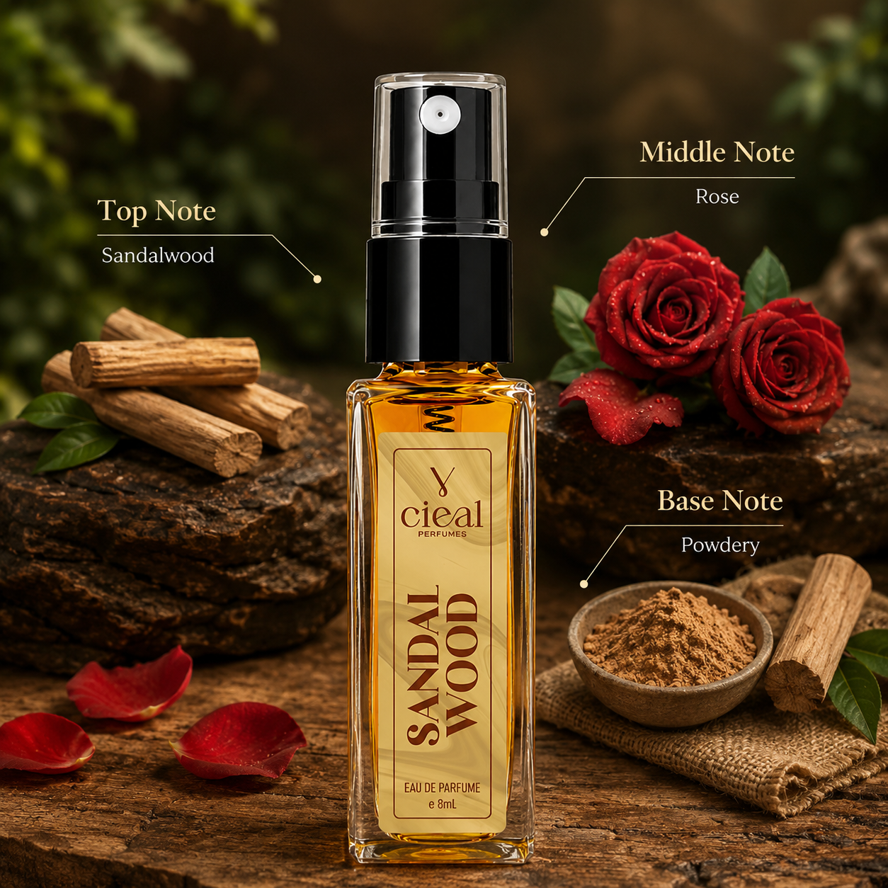CIEAL Perfume Spray Gift Set of 6 – Aqua Blue, Kobra, Absee, White Oud, Jordan &Sandalwood – 8ml Each
