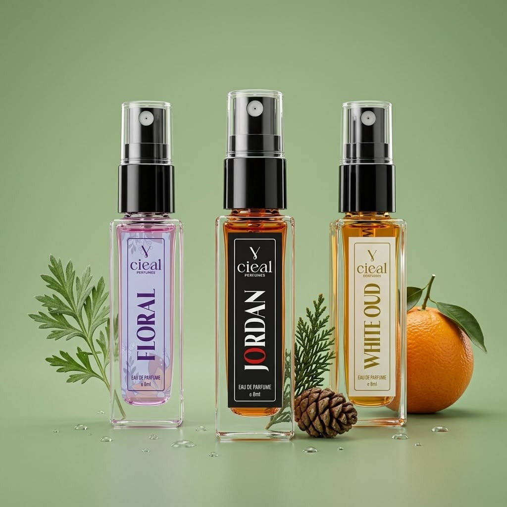 CIEAL Perfume Spray Gift Set of 3 – Floral, Jordan &amp; White Oud – 8ml Each
