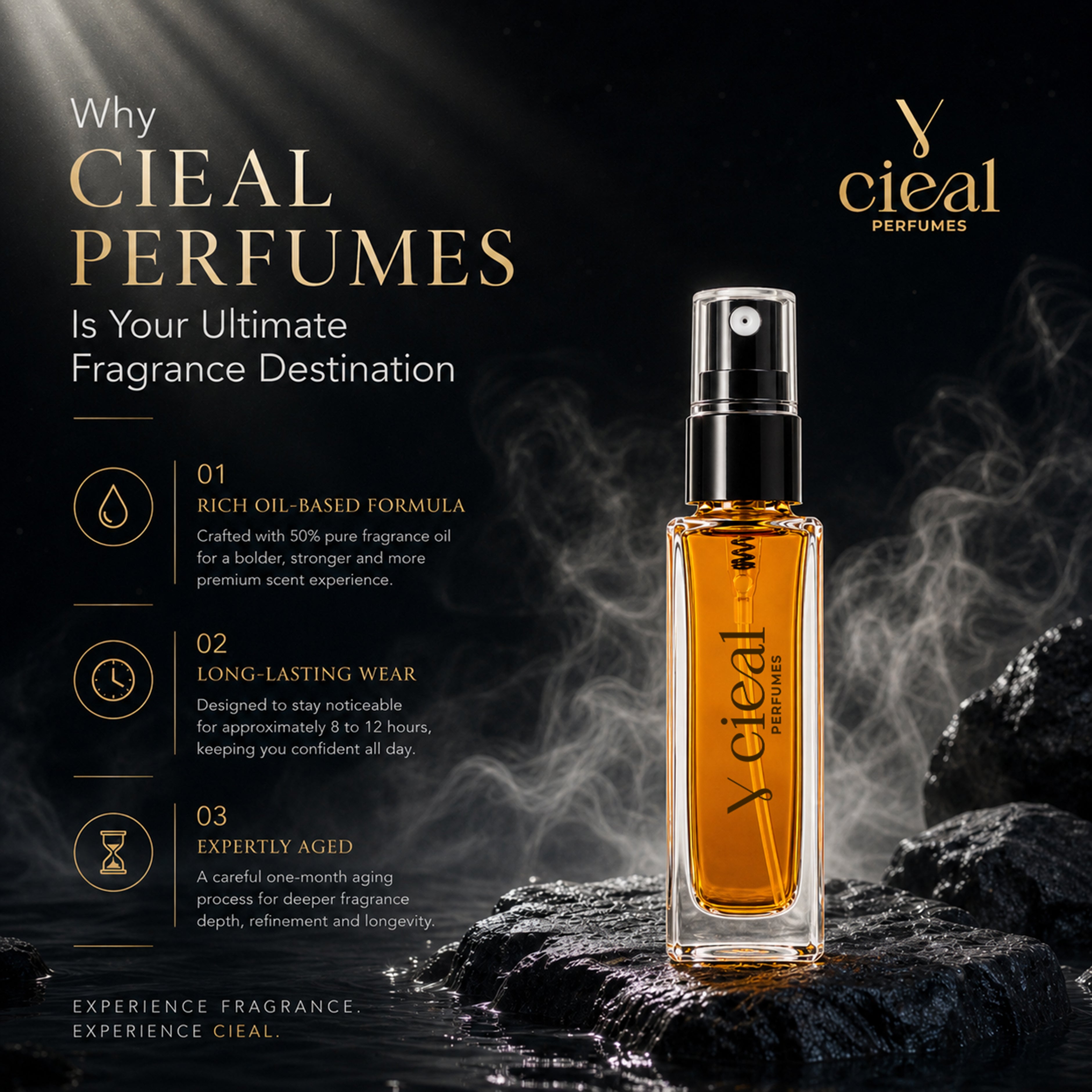 CIEAL Perfume Spray Gift Set of 3 – Aqua Blue, Floral & Sandalwood – 8ml Each