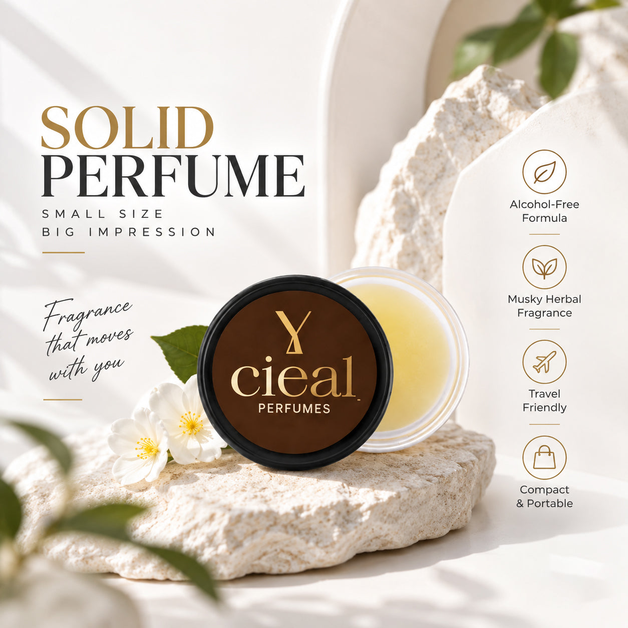 CIEAL Solid Perfume Set of 3 – Filter Coffee, Vanilla & Balaji Chandan | 10g Each