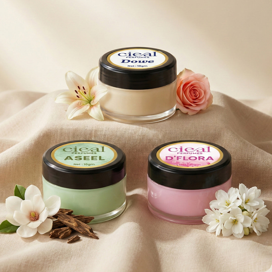 CIEAL SOLID PERFUME SET OF 3 – ASEEL | D' FLORA | DOWE