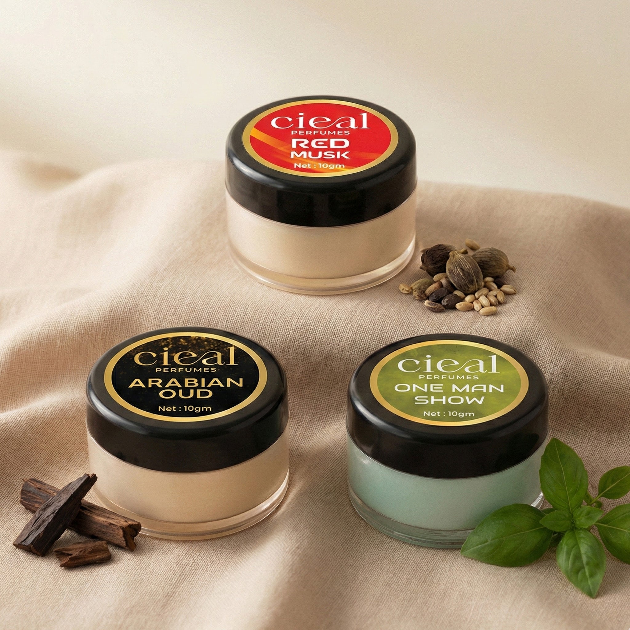 CIEAL SOLID PERFUME SET OF 3 – ARABIAN OUD | RED MUSK | ONE MAN SHOW