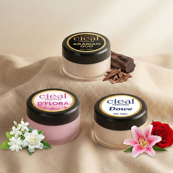 CIEAL SOLID PERFUME SET OF 3 – D' FLORA | ARABIAN OUD | DOWE